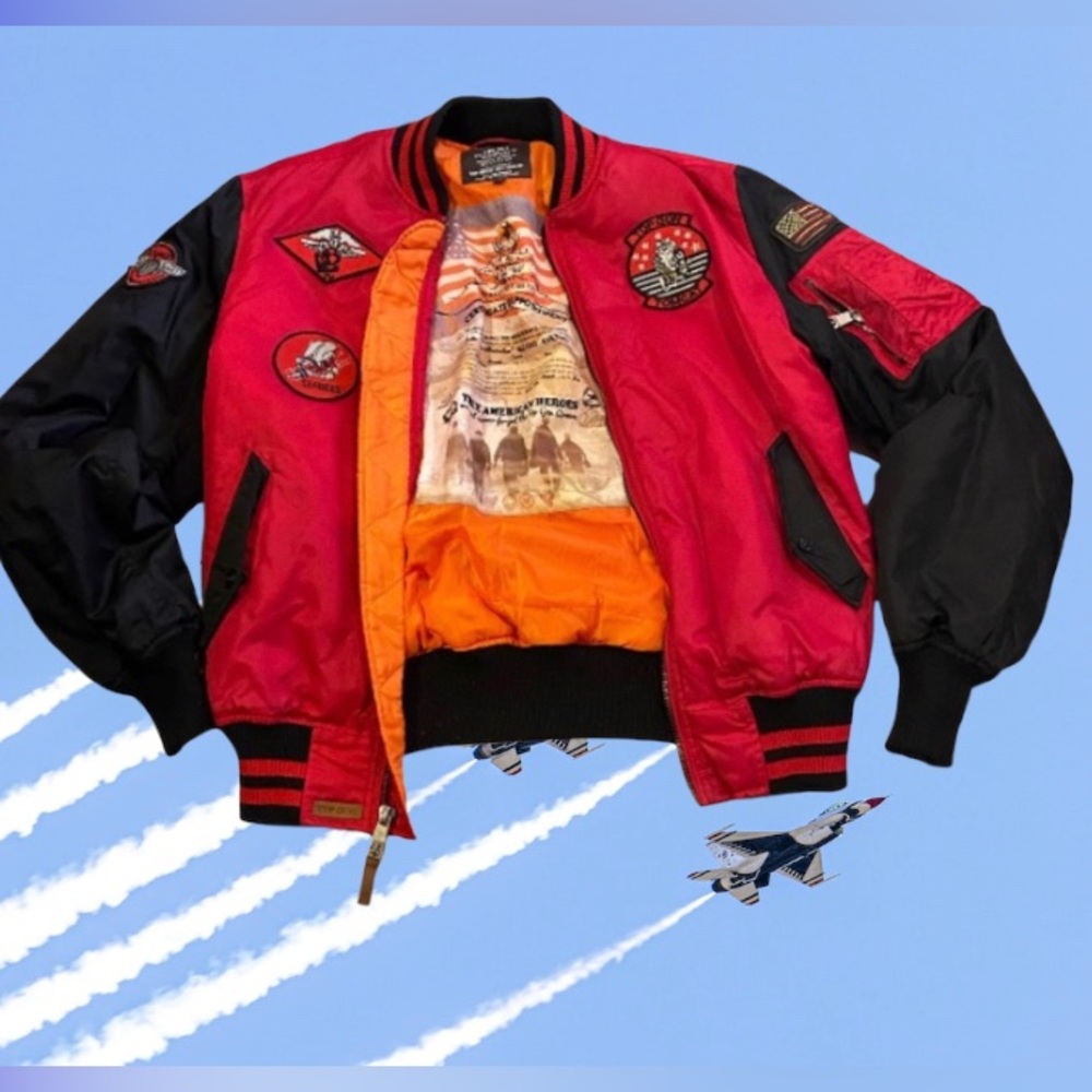 Vintage top gun typa MA-1 Air Force bomber patched up coat mens XL